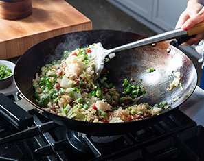 Wok with rice and vegetables