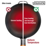 Small Yosukata 14-inch Pre-Seasoned Black Carbon Steel Wok Round Bottomed
