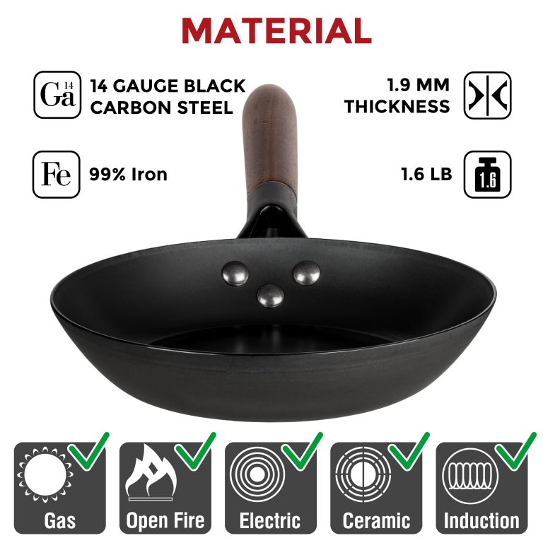 Yosukata 7,9-inch Pre-Seasoned Black Carbon Steel Skillet