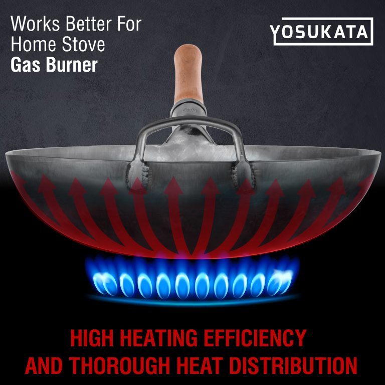 Yosukata 14-inch Not Seasoned Blue Carbon Steel Wok Round Bottomed