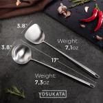Small Yosukata Utensils Set: 17-inch Stainless Steel Wok Spatula and Ladle Set