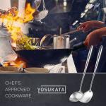 Small Yosukata Utensils Set: 17-inch Stainless Steel Wok Spatula and Ladle Set