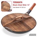 Small Yosukata 14" Wooden Lid for Carbon Steel & Cast Iron Woks