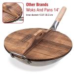 Small Yosukata 14-inch Wooden Wok Lid with Carbonized Finish