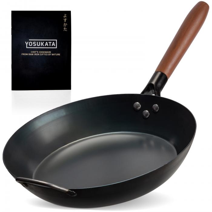 Yosukata Skillet Pan (11,8-inch, Black Carbon Steel, Pre-Seasoned)