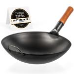 Small Yosukata Black Carbon Steel Wok 14-inch+Spatula and Ladle Set