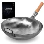 Small Yosukata 14-inch Not Seasoned Blue Carbon Steel Wok Round Bottomed