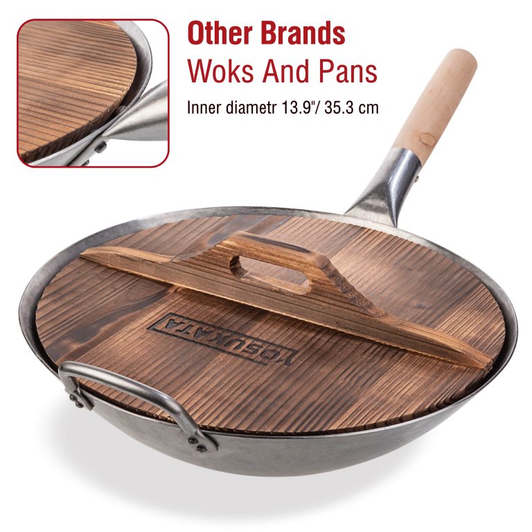 13,5-inch Wooden Wok Lid with Carbonized Finish