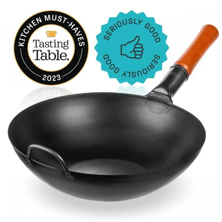 13,5-inch Pre-Seasoned Black Carbon Steel Wok Flat Bottomed