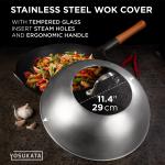 Small Yosukata Wok Lid (11,4-inch, Stainless Steel, Tempered Glass Insert)