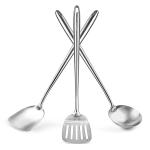 Small Yosukata Utensils Wok Set (17-inch Spatula & Ladle & Turner Stainless Steel)