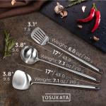 Small Yosukata Utensils Wok Set (17-inch Spatula & Ladle & Turner Stainless Steel)