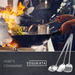 Small Yosukata Utensils Wok Set (17-inch Spatula & Ladle & Turner Stainless Steel)