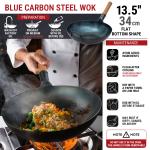 Small Yosukata Blue Carbon Steel Wok 13,5-inch+Spatula and Ladle Set