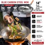 Small Yosukata 14-inch Not Seasoned Blue Carbon Steel Wok Round Bottomed